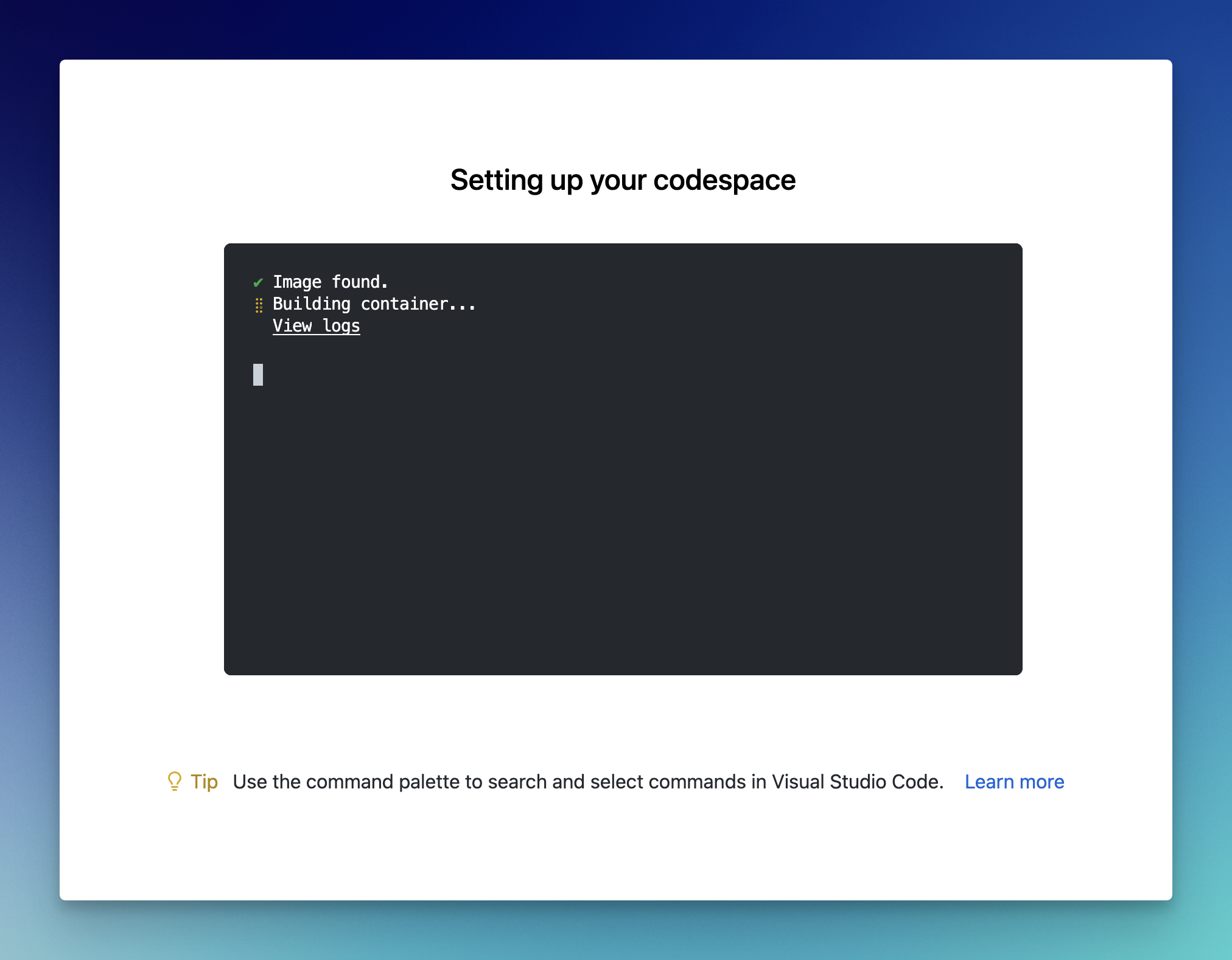 Codespace Booting